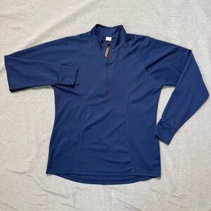 L.L. Bean Performance 1/4 Zip Activewear Top Blue M Made USA